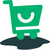 Icono simplificado de un carrito de supermercado color verde.