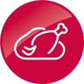 Icono de pollo asado entero, representando la categoría de carnes.